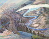 Egg Tempra painting by contemporary American artist Amy Peters Wood featuring contorted landscapes, city scapes and portraits.